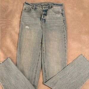 Old Navy Light Blue Distressed Straight Leg Jeans